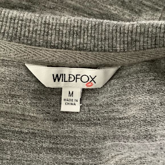 Wildfox Gray Iridescent Pour Favor Wine Sweatshirt Womens Medium - Picture 4 of 5